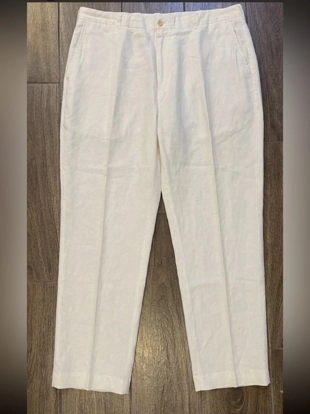 Polo Ralph Lauren Linen Silk Pants Mens 44x30 White Flat Front Resort